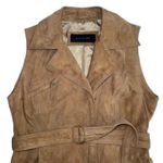 Elie Tahari  Leather Wrap Zip Belted Vest Camel Brown Size L Boho Festival Luxury Photo 6