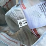 American Eagle AEO Mom Shorts pastel stripe pink blue frayed hem jean shorts Size 2 Photo 5