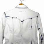 Teleria Zed Womens Handmade Denim Shirt Jacket 46 L Tie Dye Bleach Wash Italy Blue Size L Photo 3