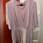 Bebe Flutter Sleeve Metallic Romper XL Purple Photo 7