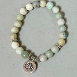 Blue Green Silver Lotus Flower Charm Jade Gemstone Crystal Bracelet Jewelry 🪷✨ Photo 2