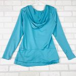 Calvin Klein Calvin‎ Klein Performance Teal Striped Ruched Front Long Sleeve Hoodie Medium Photo 7