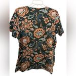 Denim & company Floral Paisley Navy and Orange Tee shirt NWOT Size L Photo 1