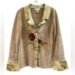 Soft Surroundings vintage chenille embroidered brocade bell sleeve cardigan Sz M Photo 1