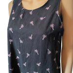Cotton Connection Linen Black Pink Embroidered Palm Tree Tropical Preppy Dress Photo 1