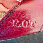 NAOT Dark Red Leather Floral Motif Cork Sandals Women’s Size 12 Summer Slides Photo 4