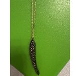 Victoria's Secret  Long Wing Necklace Costume Jewelry Black Rhinestone Gold Photo 0