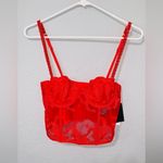 ZARA New Women Red Sexy Embroidered Underwire Corset Size 34B Photo 6
