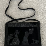 Roberto Vascon Black Embossed Egyptian Design Shoulder Bag Photo 0