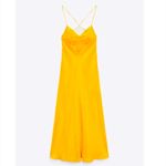 ZARA  Bloggers Fav Orange Midi Satin Effect Casual Maxi Slip Dress Orange SZ XS Photo 13