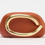 ZARA  NWT viral rust burnt orange & gold box bag clutch Photo 0