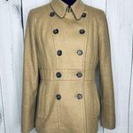 J.Crew Coat Womens Sz 8 Tan Wool Blend Double Breasted Peacoat Classic Photo 0