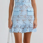 Elegant Blue Lace Dress — Missime Lace Mini Dress with Pocket Details Photo 0