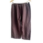 Vivid 100% Linen Brown Cropped Wide Leg Zipper Front Pants Lagenlook Minimalist Size M Photo 1