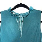 The Loft Teal Ruffle High Neck Tie Back Tank Top Photo 6