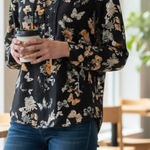 The Kooples  Silk Butterfly Print Lace Up Blouse Photo 0