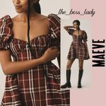 Anthropologie  Maeve mini dress babydoll plaid tartan puff sleeves Photo 9