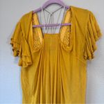 Free People Fiesta Nueva Yellow Embroidered Tunic Womens L Boho Festival Blouse Photo 9