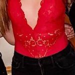 Forever 21 Red Lace Bodysuit Photo 0