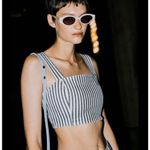 ZARA  Striped Denim Crop Bodice Tank Top Sleeveless‎ Blue White Small Photo 11