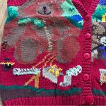 None Vintage Handknit Lecomte Red Christmas Sweater Vest Women Size M Holiday Photo 4