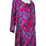 Talbots Swim Coverup Blouson Tie Neck Long Sleeve Pink Paisley Women’s Size XL Photo 2