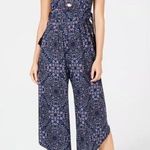 STYLE & CO Blue Floral Cropped Jumpsuit Size medium Photo 0