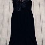 Marchesa off the shoulder ostrich feather dress sz 10 Blue Photo 2