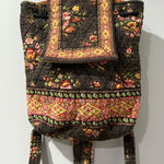 Vera Bradley Chocolate Drawstring‎ Backsack Backpack Purse RETIRED Bag Boho I Brown Photo 0