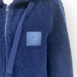 Ivory Ella  NWOT Navy Blue Zip Front Sherpa Hoodie Size Small Cozy Oversized Photo 1