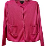 St. John Black Label Pink / Metallic Thread Knit Cardigan Jewel‎ Buttons Size 6 Photo 0