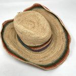 Athleta Baja Straw Cowgirl Hat Coastal Beach Stripe Western Boho Women One Size Photo 4