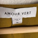 Amour Vert Nadja Mustard Yellow Square Neck Button Front Cropped Peplum Top M Photo 9