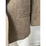 Vintage Women’s Chevron Tweed 100 Percent Wool Beige Blazer One Button Closure Brown Size M Photo 6