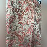 Vintage Via Seta Champagne Gold & Coral Pink Paisley Silk Ankle Pants Size 6 Photo 3