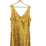 JustFab  Dress Yellow Floral Satin Y2K Maxi VNeck Wedding Beach Summer XL Photo 1