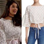 Milly  “Lydia” Floral Embroidered Lace Crop Photo 4