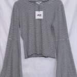 Jack by BB Dakota NWT Black White Stripe Long Bell Sleeve Casual Top size large Photo 0
