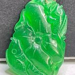 Carved Imperial Green Jade Pendant Photo 2