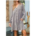 Ces Femme Baby Doll Button Down Swing Dress Mocha Gray Size Small Photo 2