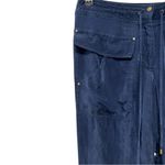 Diane Von Furstenberg  Silk Cargo Pants Navy Cropped Pants Sz 8 Photo 2