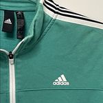 Adidas  Teal Quarter Zip Pullover Sleeve Stripes XL Photo 2