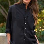 Frank & Eileen Victoria Oversized Italian Cotton Tuxedo Shirt | Medium | Black Photo 0