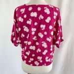 Lush Clothing New Lush Floral Print Short Sleeve Cropped Wrap Blouse Ranya Berry Cream Size XL Photo 7
