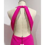 Sincerely Jules Fuchsia Halter Rhinestone Fringe Accents Backless Dress Size XL Pink Photo 5