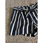 H&M Women's Navy Blue White Paper Bag Waist Shorts Size 10 Photo 1