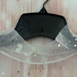 White Mesh Sparkle Embossed Mockneck Top Photo 3