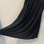 Adrianna Papell Boutique Elegant Satin Black Beaded One-Shoulder Babydoll Dress Photo 3