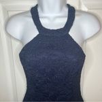 B Darlin  Sparkly Fit and Flare Lace Cocktail Dress Halter Neck Navy Blue 7/8 Photo 2
