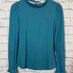 Boden Teal Long Sleeve Ruffle Top NWT, sz 2 Blue Photo 0